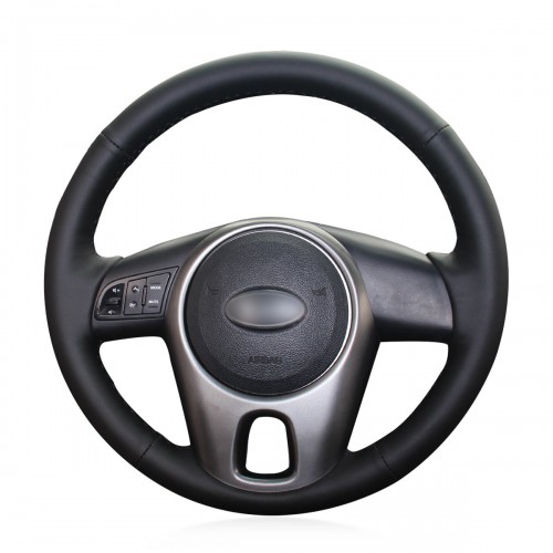 Loncky Auto Custom Fit OEM Black Genuine Leather Steering Wheel Covers for Kia Forte 2009 2014 Soul 2010 2013 Rio 2009 2011 Accessories